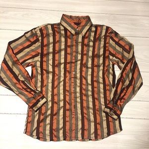 Syllables System Long Sleeve Button Up Striped Shirt Size L
